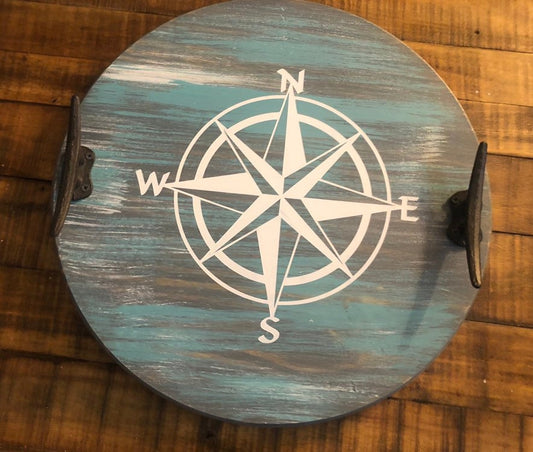 Nautical Lazy Susan with Cleat handles