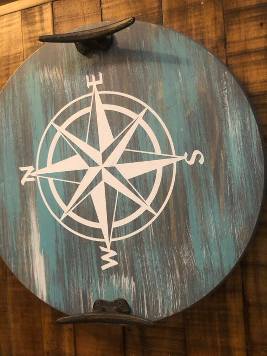 Nautical Lazy Susan with Cleat handles