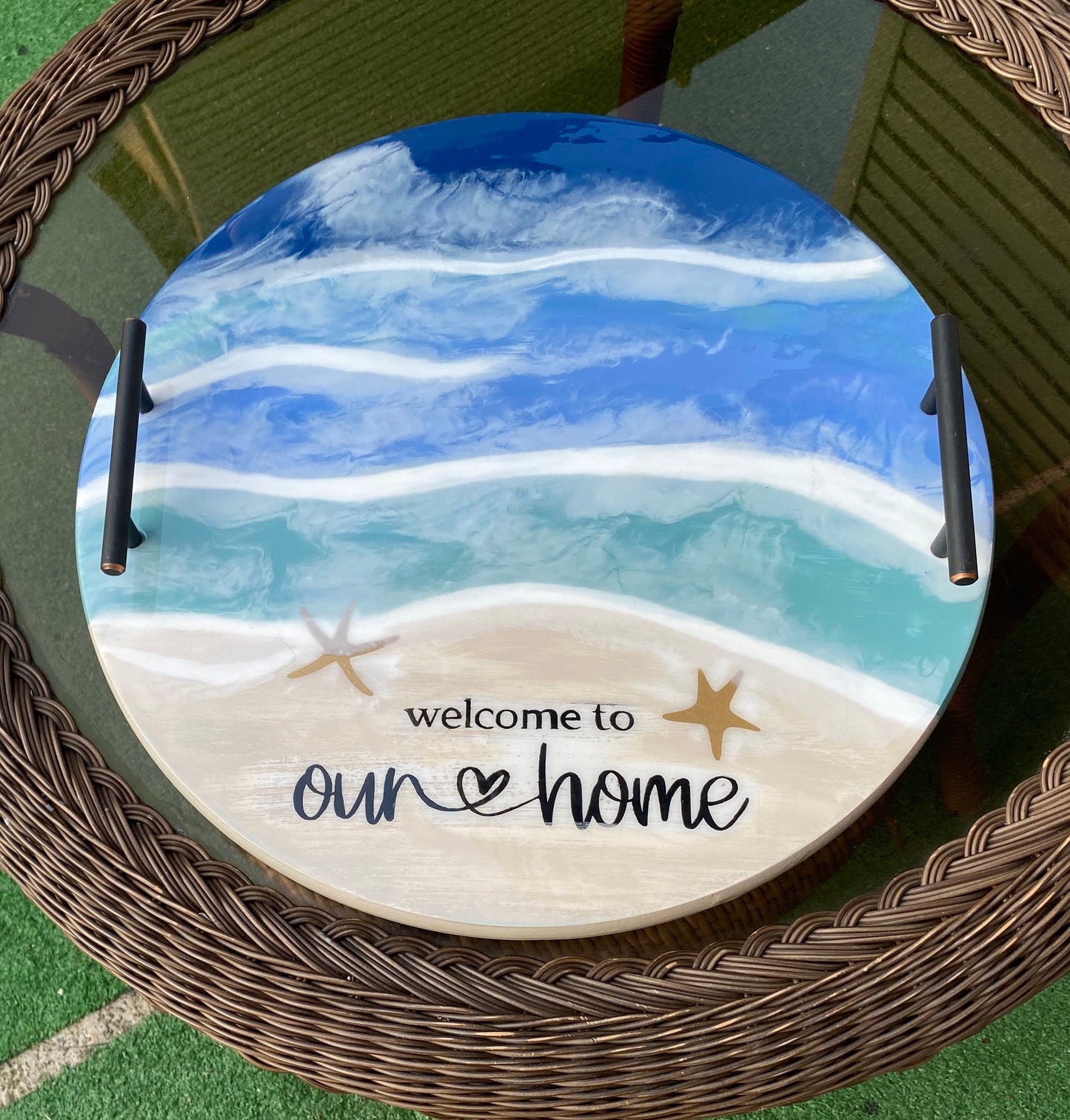 Resin Ocean Welcome To Our Home Lazy Susan
